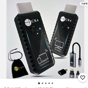 CR4 Wireless HDMI Transmitter and Receiver, Low-Latency 5G, 4K In/1080P Out